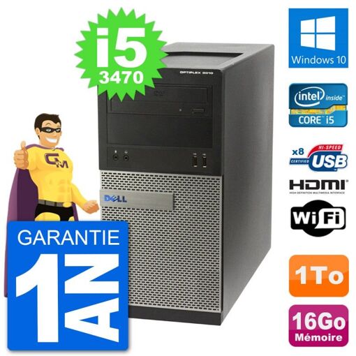 Dell Optiplex 3010 MT Desktop Computer i5-3470 16GB RAM 1TB HDD HDMI Windows 10 Wi-Fi