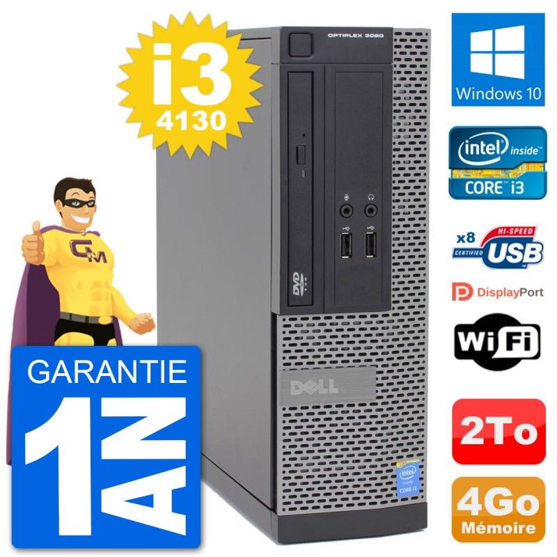 Dell Optiplex 3020 SFF Desktop PC i3-4130 4GB RAM 2TB HDD Windows 10 WiFi