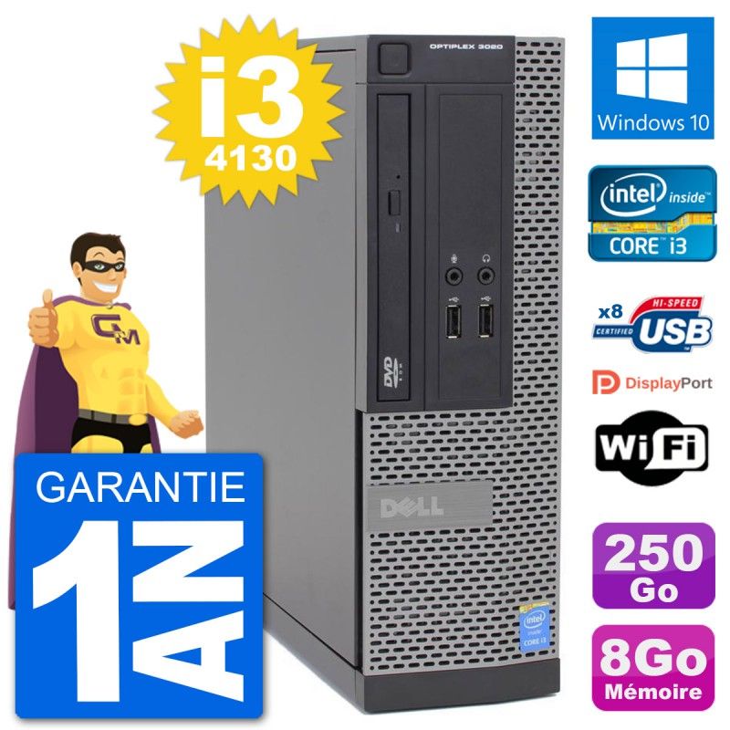 Dell Optiplex 3020 SFF PC - i3-4130, 8GB RAM, 250GB HDD, Windows 10, WiFi