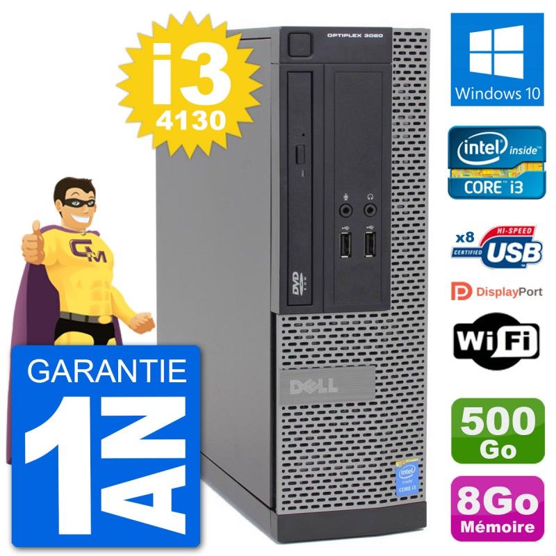 Dell Optiplex 3020 SFF Desktop PC i3-4130 8GB RAM 500GB HDD Windows 10 WiFi