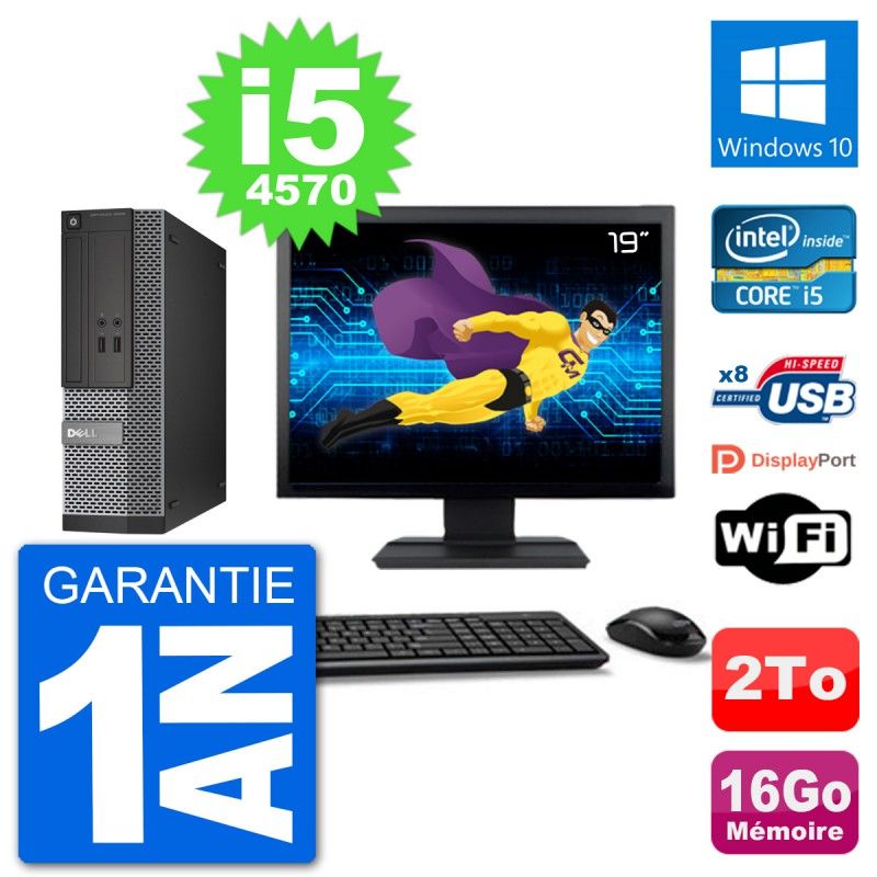 Dell Optiplex 3020 SFF Desktop PC - 19" Screen, i5-4570, 16GB RAM, 2TB HDD, Windows 10, WiFi