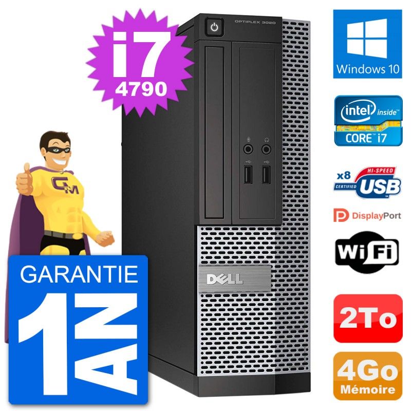 Dell Optiplex 3020 SFF Desktop Computer i7-4790, 4GB RAM, 2TB HDD, Windows 10, WiFi