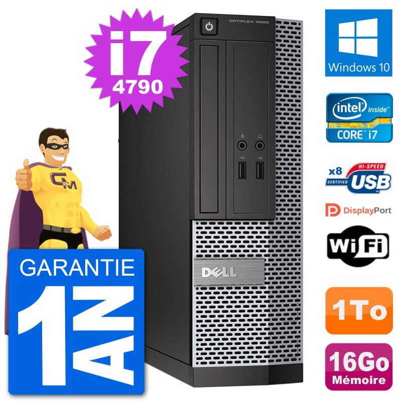 Dell Optiplex 3020 SFF Desktop PC - i7-4790, 16GB RAM, 1TB HDD, Windows 10, WiFi