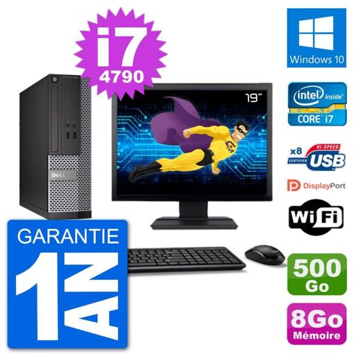 Dell Optiplex 3020 SFF PC - 19" Screen, i7-4790, 8GB RAM, 500GB HDD, Windows 10, Wifi