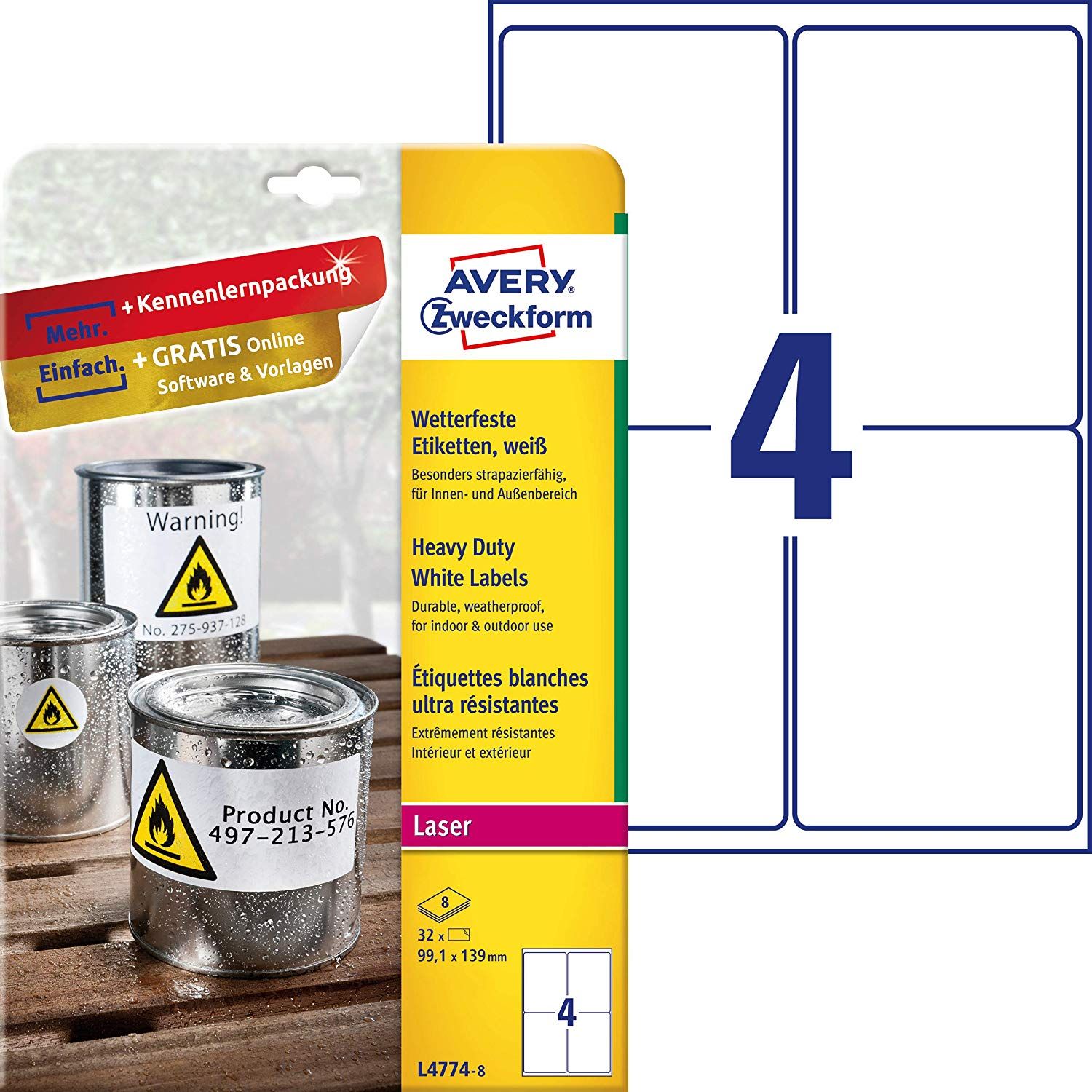 Avery Label Printer, White Adhesive Label Stock (L4774-8)