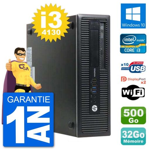 HP EliteDesk 800 G1 Core i3-4130 32 Go de RAM 500 Go HDD Windows 10 Wifi