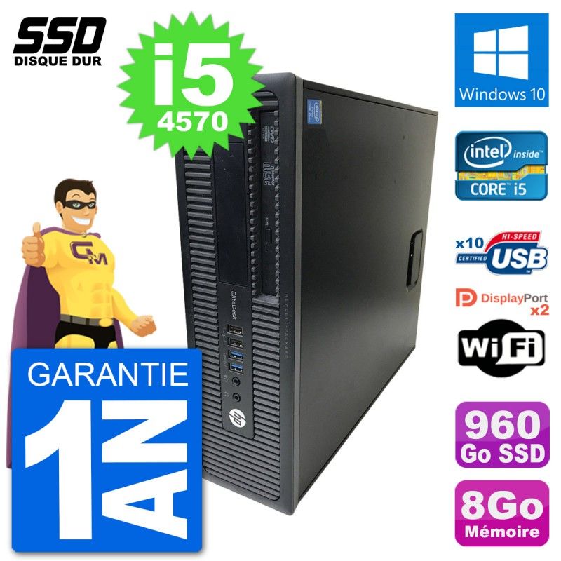 HP EliteDesk 800 G1 Core i5 Laptop - 8GB RAM, 960GB SSD, Windows 10, WiFi