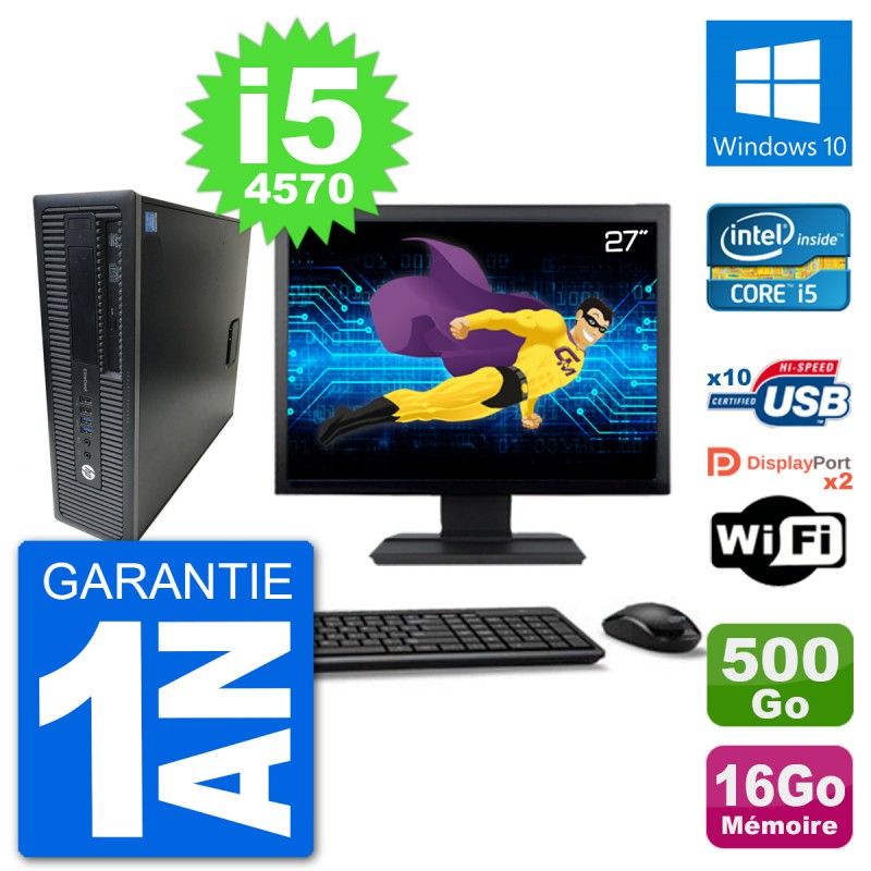 HP EliteDesk 800 G1 27-inch Core i5-4570, 16GB RAM, 500GB HDD, Windows 10, WiFi