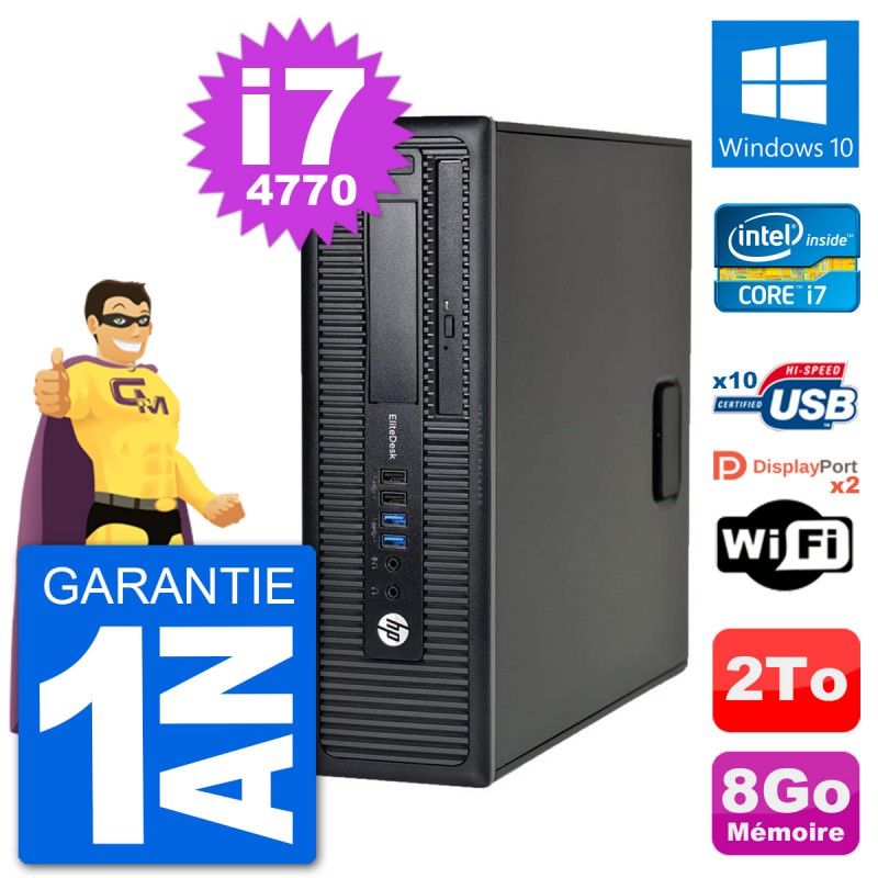 HP EliteDesk 800 G1 Core i7 Laptop - 8GB RAM, 2TB Hard Drive, Windows 10, WiFi