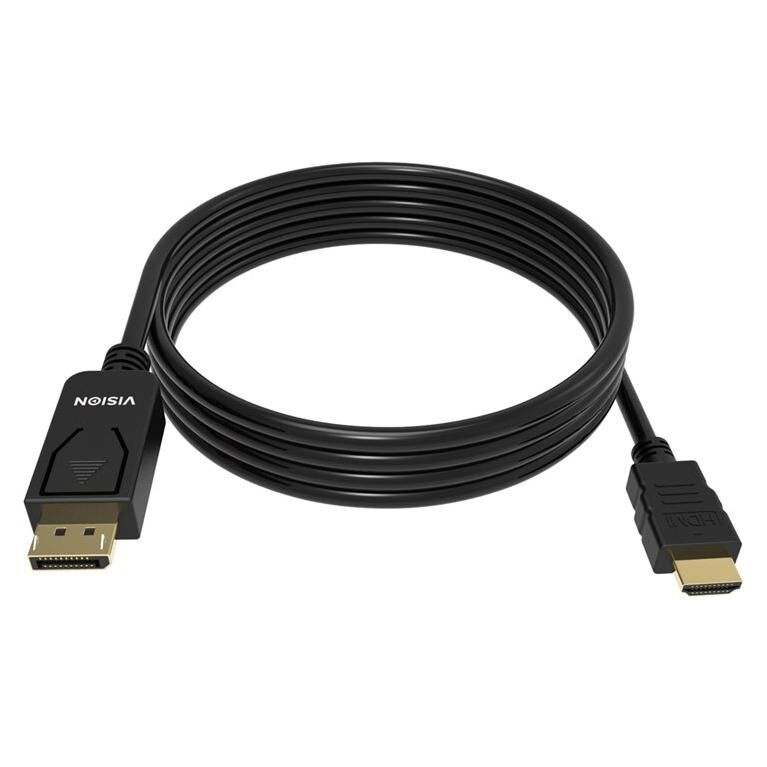 Vision 4K Adapter Cable - 2m Black DisplayPort to HDMI Male