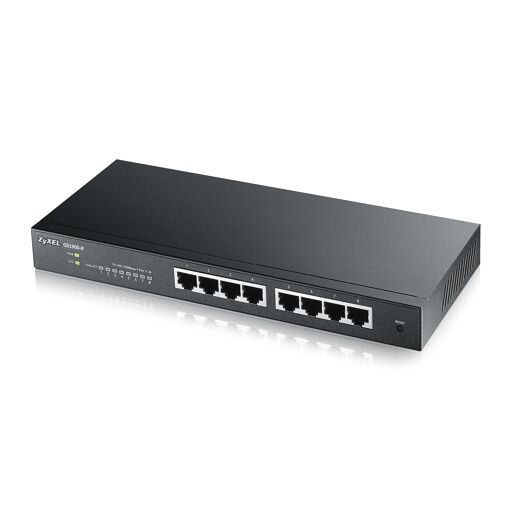 Conmutador Zyxel GS1900-8 - 8 puertos Gigabit con PoE, asistente de configuración fácil y prevención de errores de red