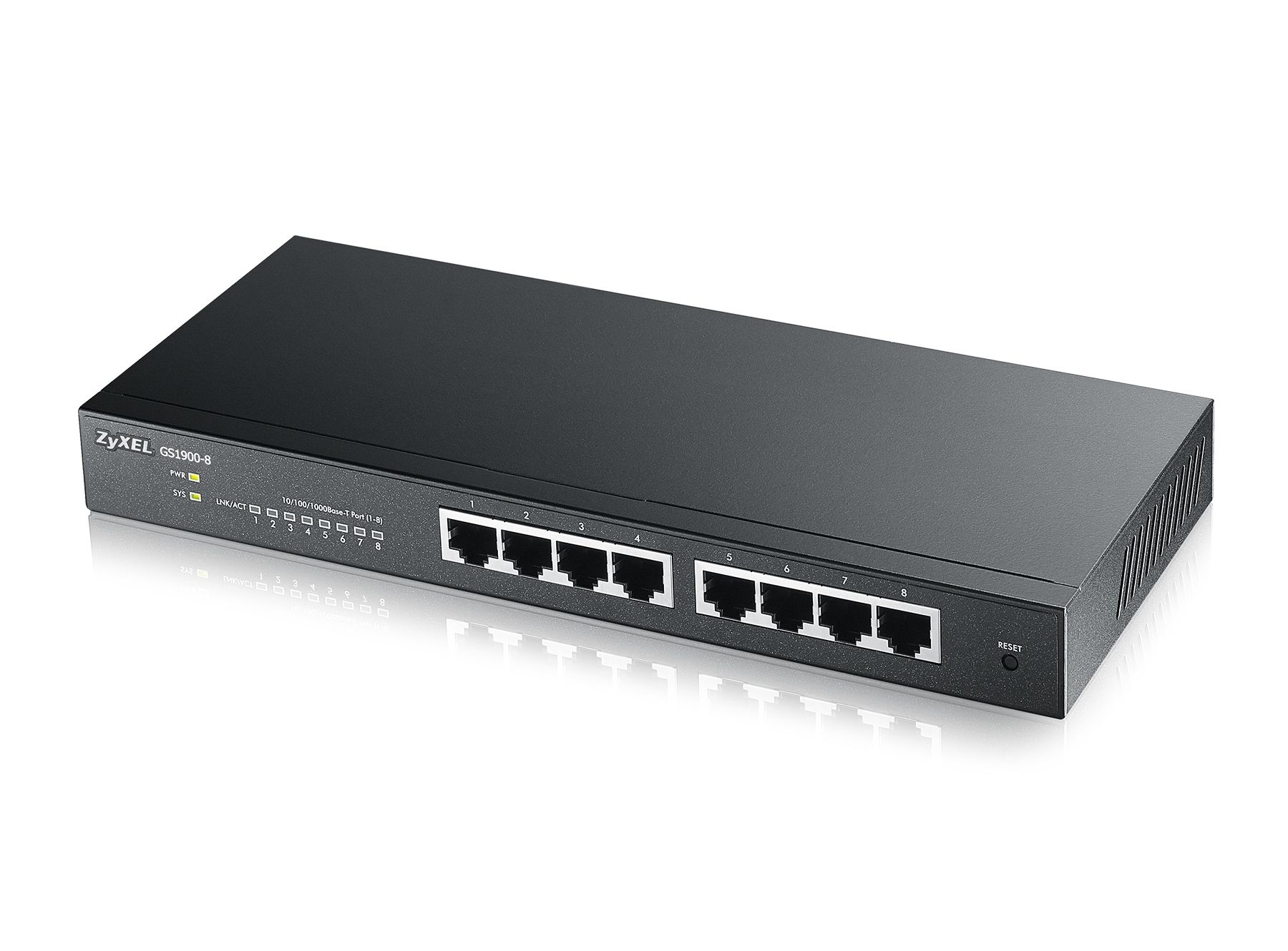 Zyxel GS1900-8 - Desktop/Wall-Mountable 8-Port PoE Gigabit Switch with Easy Configuration Assistant and Network Error Prevention