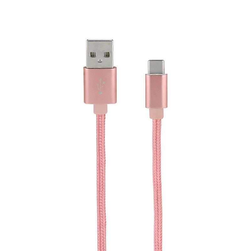 Mooov Nylon USB-C to USB-A Cable - Pink or 1m