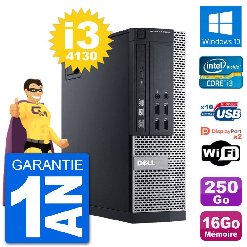 Dell Optiplex 9020 SFF Computer - Intel Core i3-4130, 16GB RAM, 250GB HDD, Windows 10, WiFi