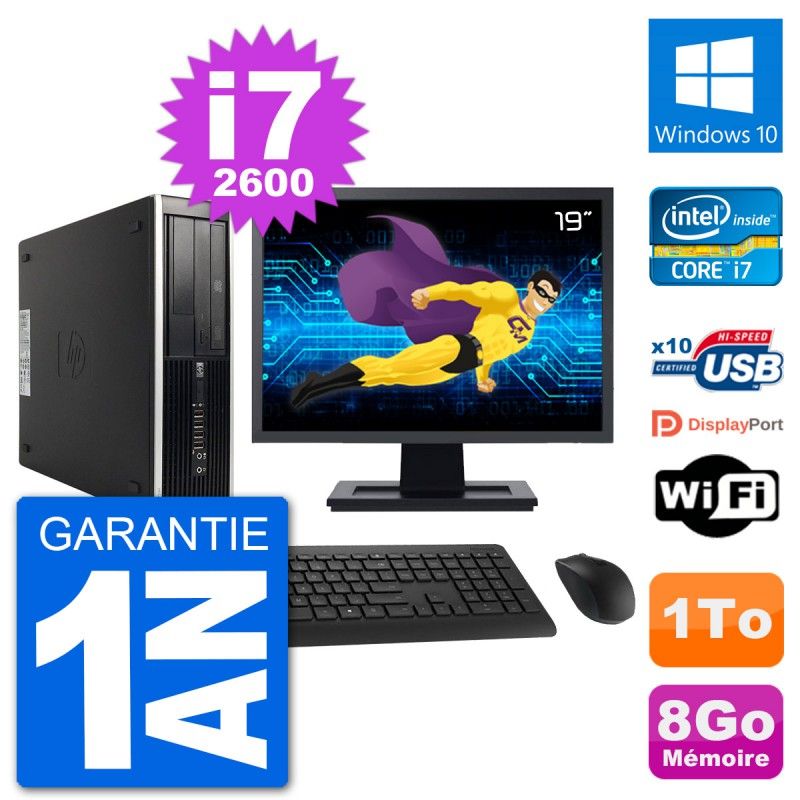 HP Compaq 6200 Pro SFF PC - 19" Screen, i7-2600, 8GB RAM, 1TB HDD, Windows 10, Wifi