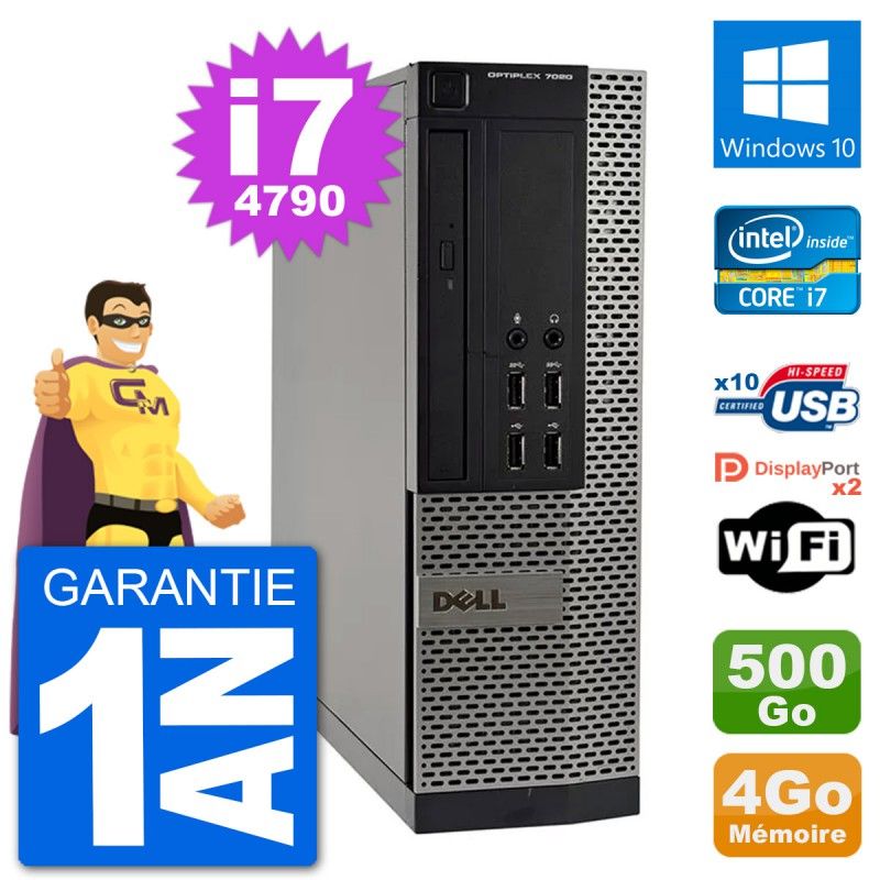 Dell OptiPlex 7020 SFF Desktop PC - Intel i7-4790, 4GB RAM, 500GB HDD, Windows 10, WiFi