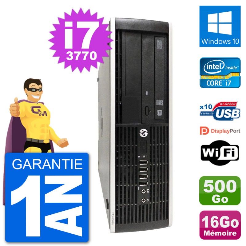 HP Compaq Pro 6300 SFF Desktop PC - Intel i7-3770, 16GB RAM, 500GB HDD, Windows 10, WiFi