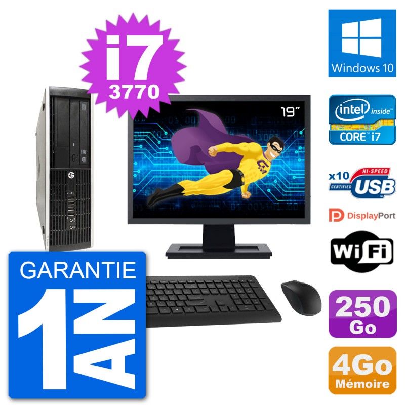 HP Compaq Pro 6300 SFF Desktop PC - 19" Screen, i7-3770, 4GB RAM, 250GB HDD, WiFi