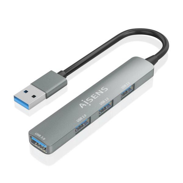Hub et adaptateur AISENS USB 3.2 Type-A, 5 Gbit/s, gris