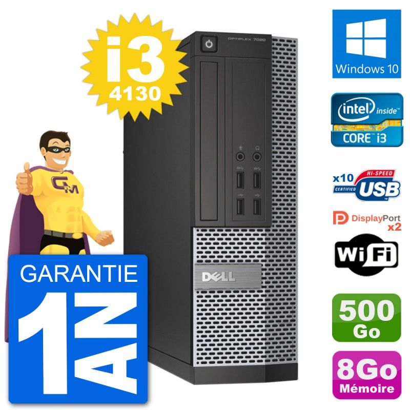 Dell OptiPlex 7020 SFF Desktop PC - Intel i3-4130, 8GB RAM, 500GB HDD, Windows 10, WiFi