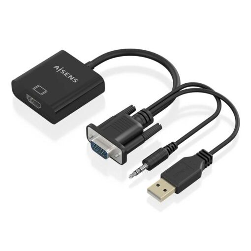 AISENS HDMI Cable and Adapter 0.2m with VGA, Audio, and USB