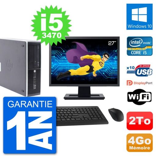 PC de escritorio HP Compaq Pro 6300 SFF | Pantalla de 27'' | i5-3470 | 4GB RAM | Disco duro de 2TB | Windows 10 | Wifi