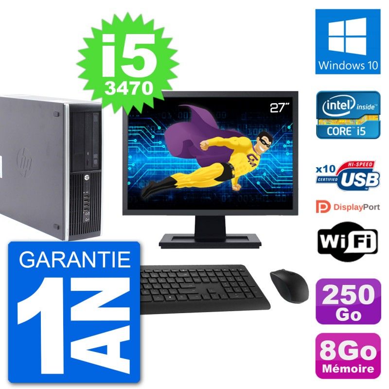 HP Compaq Pro 6300 SFF Desktop PC | 27" Screen | i5-3470 | 8GB RAM | 250GB HDD