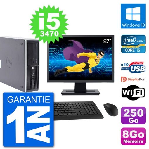 HP Compaq Pro 6300 SFF Desktop PC | 27" Screen | i5-3470 | 8GB RAM | 250GB HDD