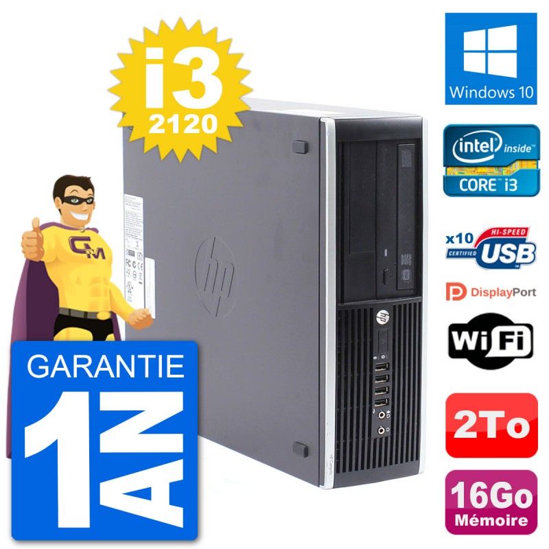 HP Compaq Pro 6300 SFF Desktop PC - Intel i3-2120, 16GB RAM, 120GB SSD, Windows 10, WiFi