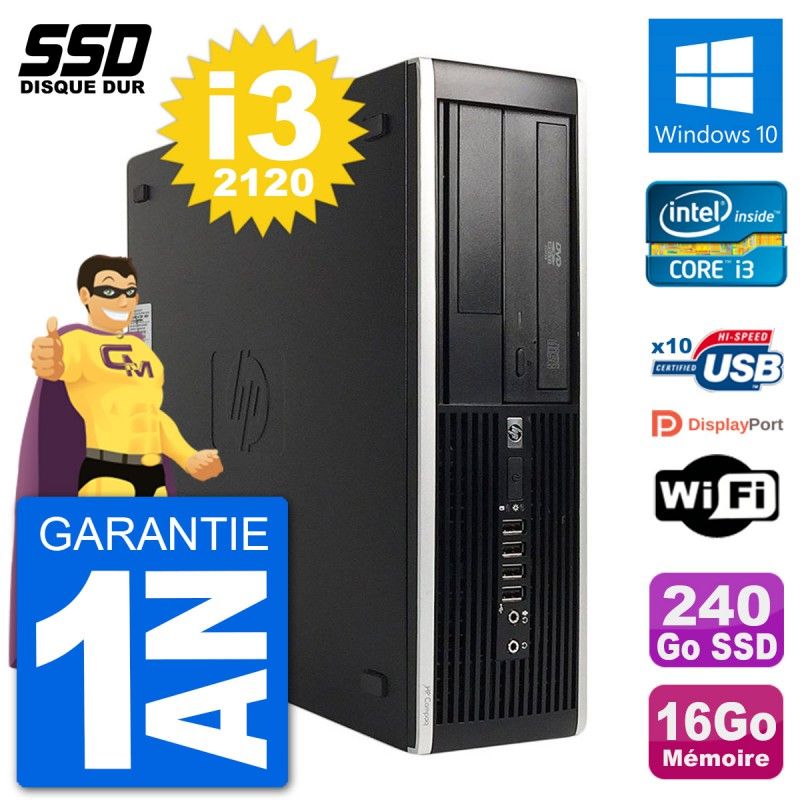 HP Compaq 6200 Pro SFF Desktop PC - Intel i3-2120, 16GB RAM, 240GB SSD, Windows 10, WiFi