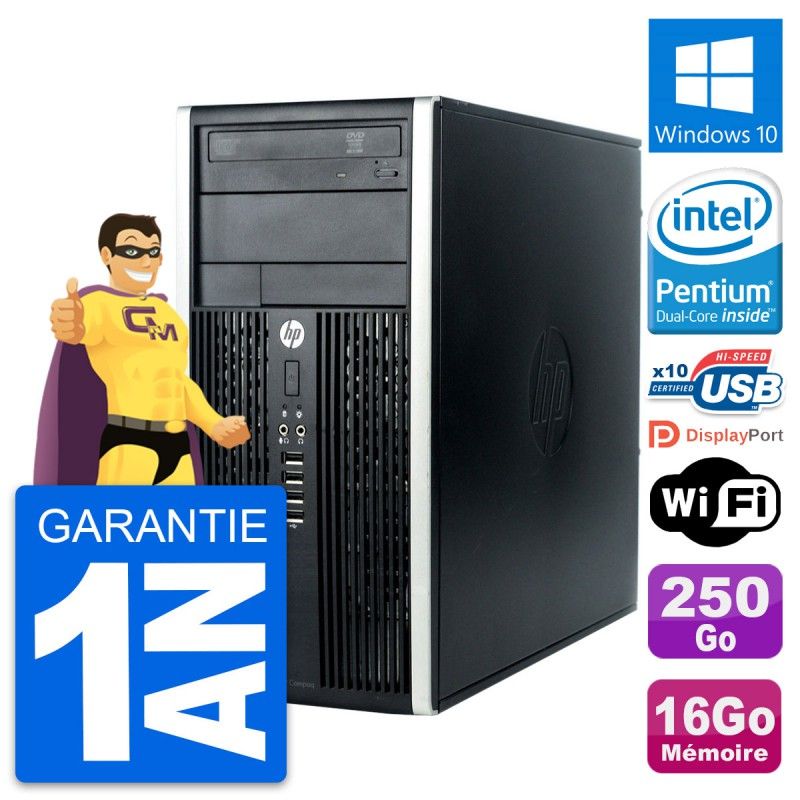 HP Compaq Pro 6300 CMT Mini PC - Intel G630 2.7GHz, 16GB RAM, 250GB HDD, Windows 10, WiFi
