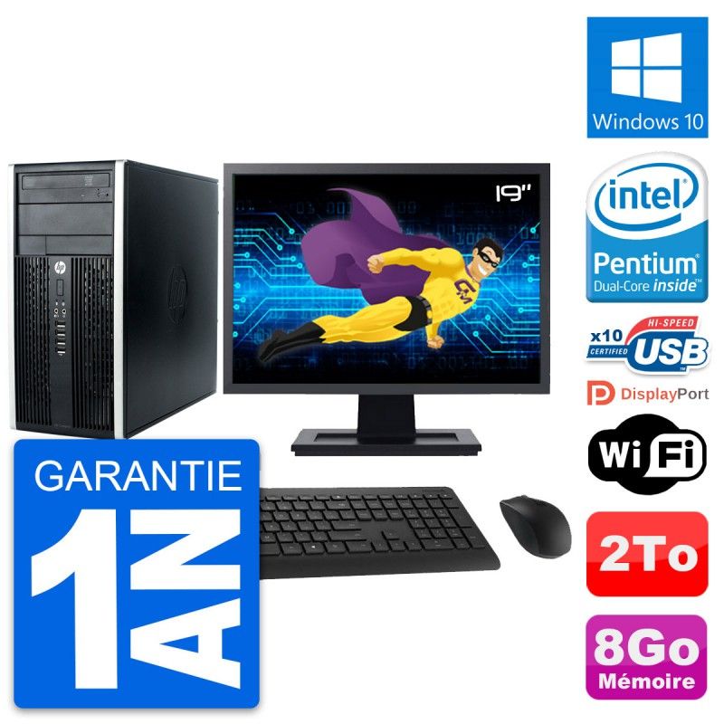 HP Compaq Pro 6300 CMT Mini PC - 19" Screen, 8GB RAM, 2TB Hard Drive, Windows 10, WiFi
