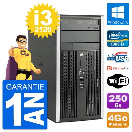 Computadora de escritorio HP Compaq Pro 6300 CMT Intel i3-2120 4GB RAM 250GB HDD Windows 10 WiFi