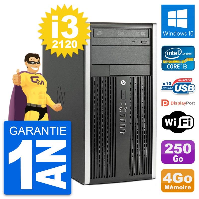 HP Compaq Pro 6300 CMT Intel i3-2120 4GB RAM 250GB HDD Windows 10 WiFi Desktop Computer