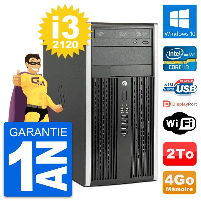 HP Compaq Pro 6300 CMT Mini PC - Intel i3-2120, 4GB RAM, 2TB HDD, Windows 10, WiFi