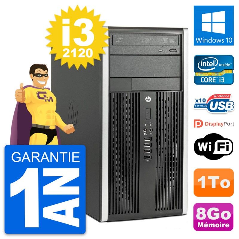 HP Compaq Pro 6300 CMT Desktop PC - Intel i3-2120, 8GB RAM, 1TB HDD, Windows 10, WiFi