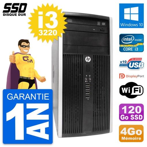 Torre HP Compaq Pro 6300 CMT Intel i3-3220 4GB RAM 120GB SSD Windows 10 Wifi