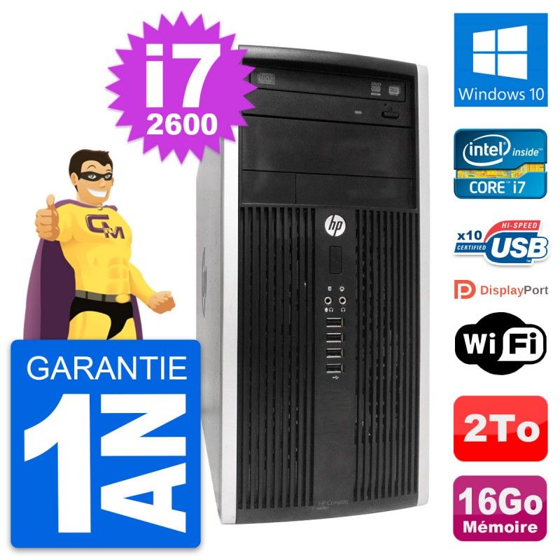 HP Compaq Pro 6300 Micro Tower - Intel Core i7-2600, 16GB RAM, 2TB HDD, Windows 10