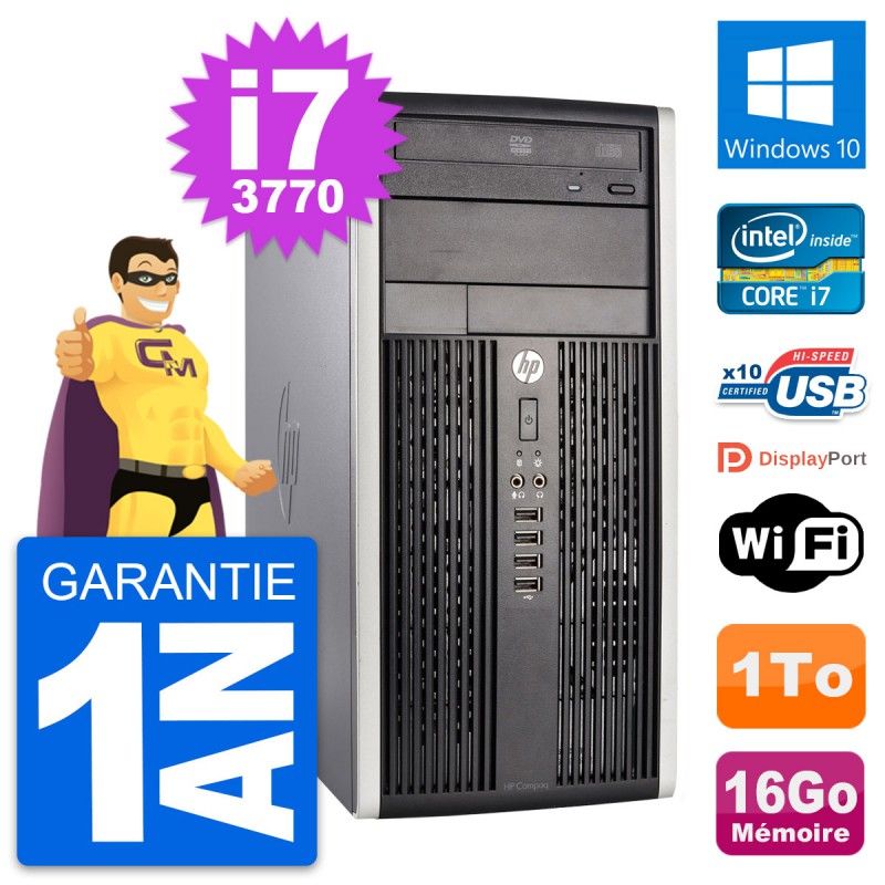 HP Compaq Pro 6300 Micro Tower - Intel i7-3770, 16GB RAM, 1TB HDD, Windows 10, WiFi
