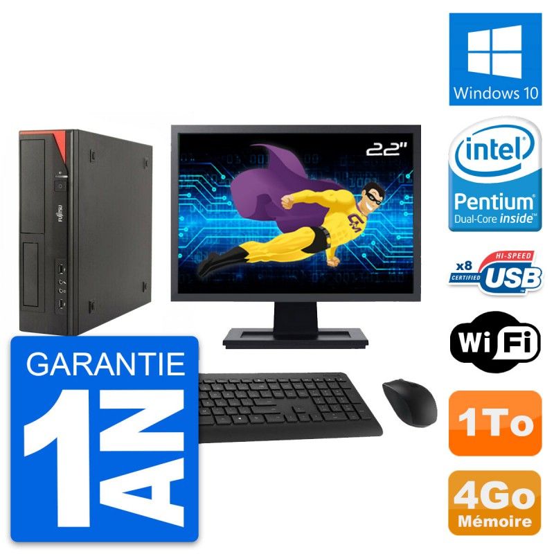 Fujitsu E520 DT 22-inch PC - Intel G3220, 4GB RAM, 1TB HDD, Windows 10, WiFi