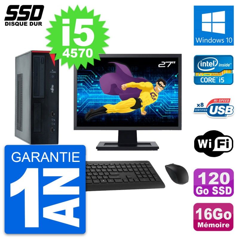 Fujitsu E520 DT 27-Inch PC - Intel i5, 16GB RAM, 120GB SSD, Windows 10, WiFi