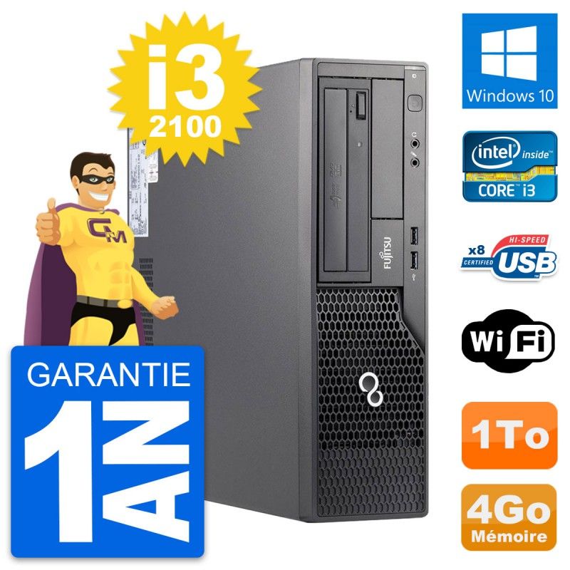 Fujitsu Esprimo E500 DT Desktop PC - Intel i3-2100, 4GB RAM, 1TB HDD, Windows 10, WiFi