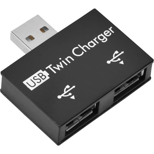 Concentrador USB Mini, Adaptador de Carga con 2 Puertos USB, Compatible con Voltaje de Entrada y Salida DC 5V, Aliado de Aluminio de Alta Calidad + Material PC Pequeño/Portátil