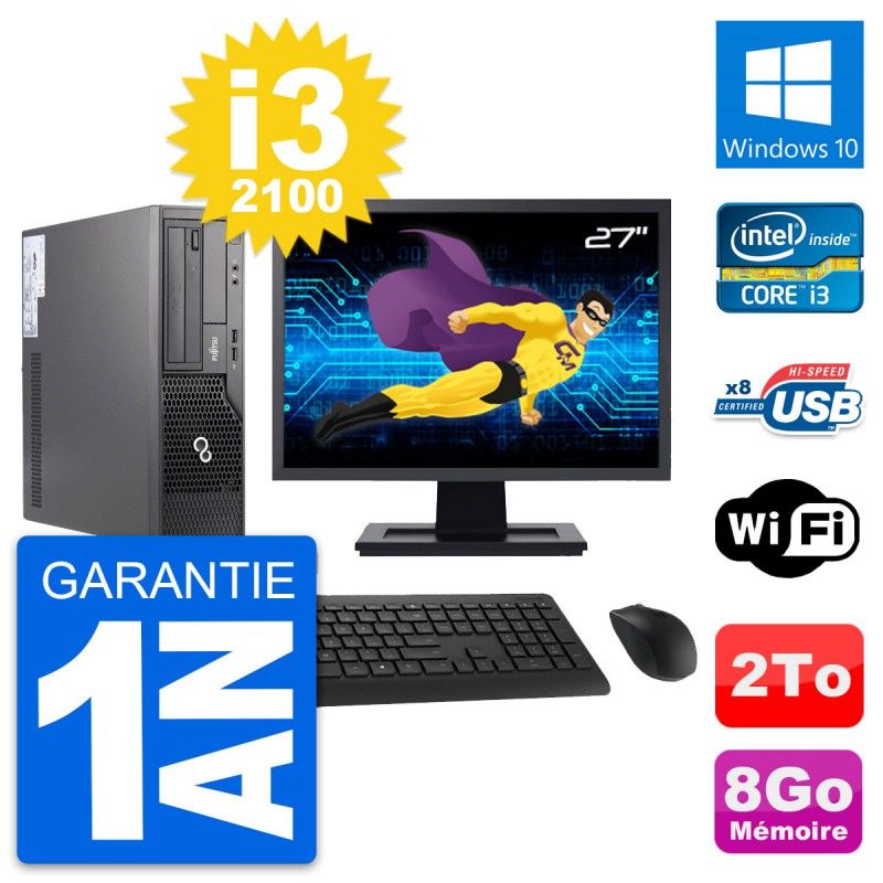 Fujitsu E500 DT 27-inch PC - Intel i3, 8GB RAM, 2TB Hard Drive, Windows 10, WiFi