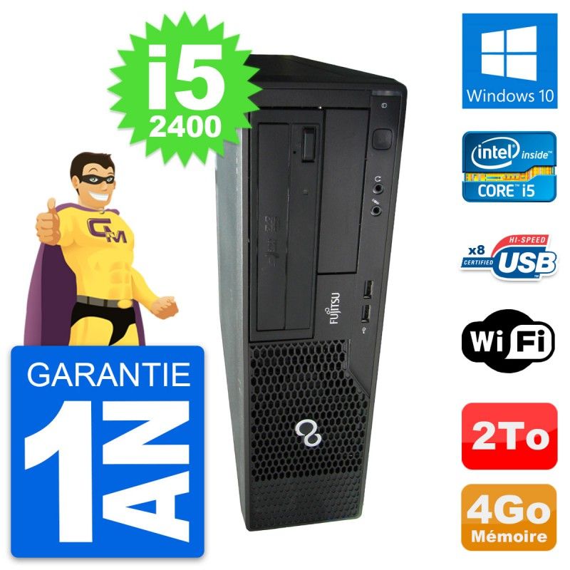 Fujitsu Esprimo E500 DT Desktop PC - Intel i5-2400, 4GB RAM, 2TB HDD, Windows 10, WiFi