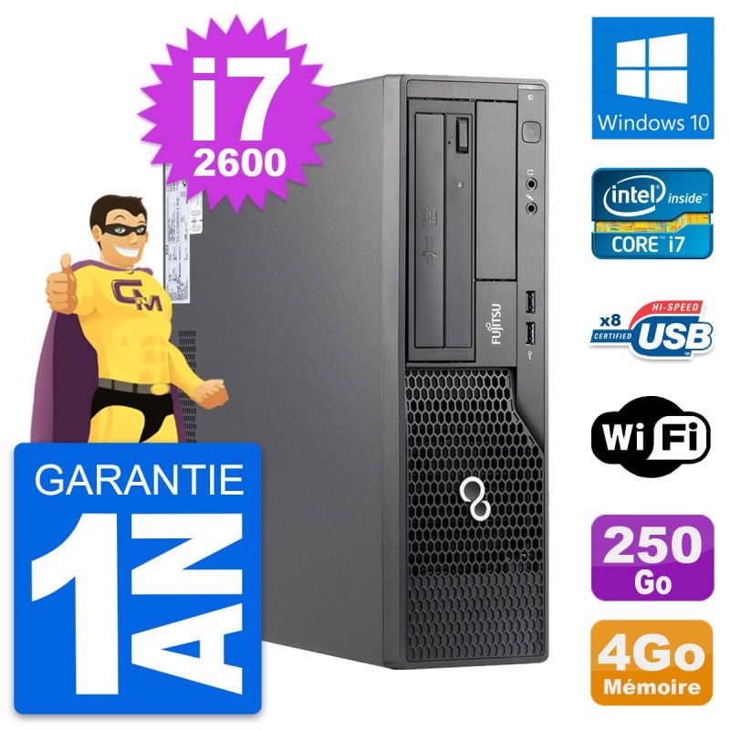 Fujitsu Esprimo E500 DT Desktop Computer - Intel i7-2600, 4GB RAM, 250GB HDD, Windows 10, WiFi