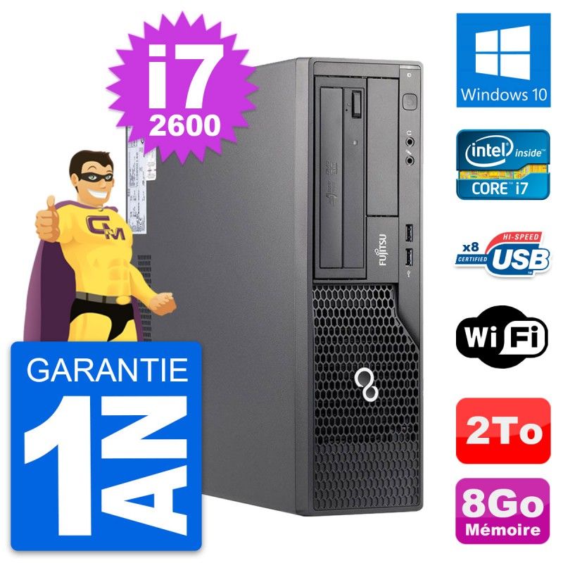 Fujitsu Esprimo E500 DT Desktop Computer - Intel i7-2600, 8GB RAM, 2TB HDD, Windows 10, WiFi