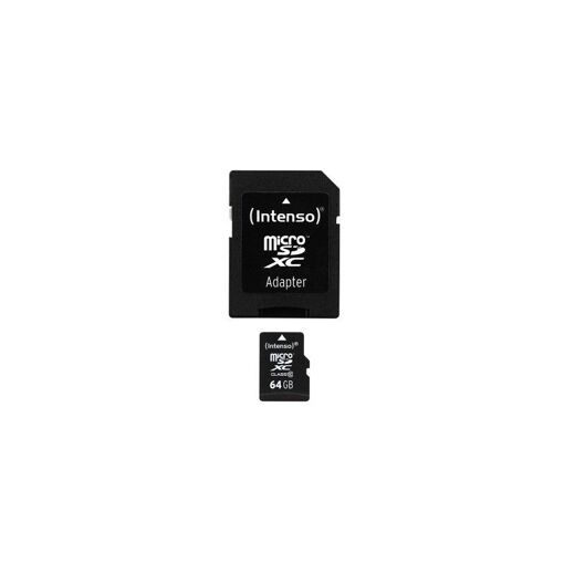 Intenso MicroSDXC Card (with SD Adapter) - 64GB - Class 10