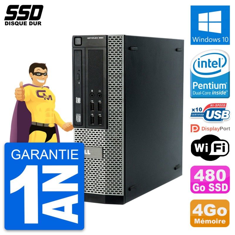 Dell OptiPlex 990 SFF PC - Intel Pentium G840, 4GB RAM, 480GB SSD, Windows 10, WiFi