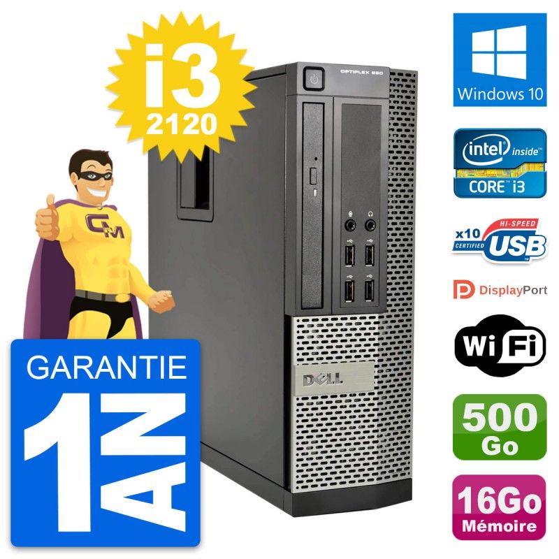 Dell OptiPlex 990 SFF PC - Intel i3-2120, 16GB RAM, 500GB HDD, Windows 10, WiFi